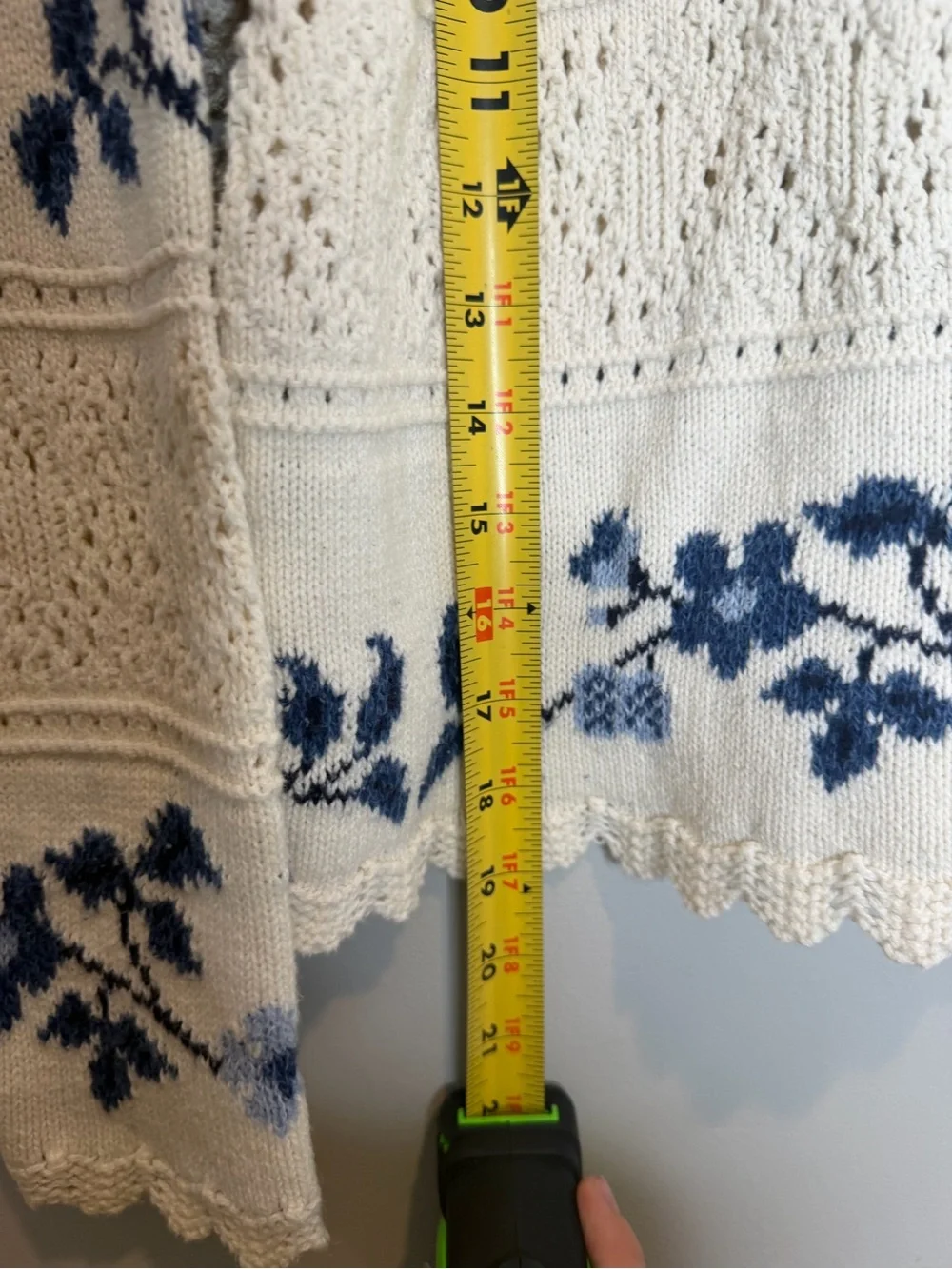 Vintage Absolutely Cotton Floral Crochet Knit Sweater Womens S Cottagecore Boho